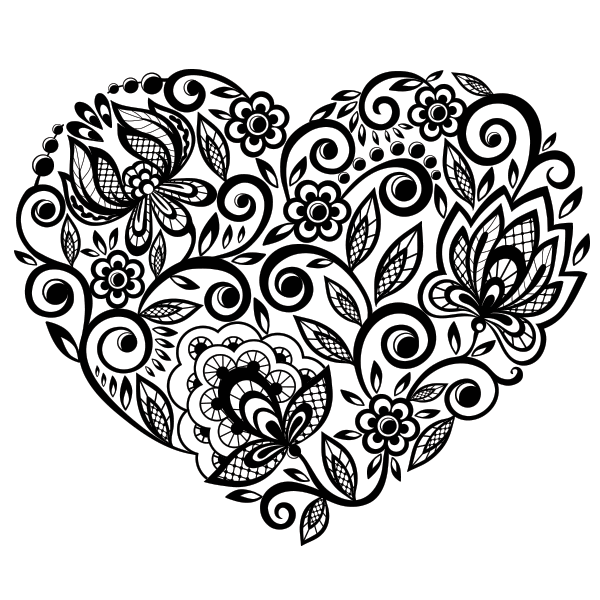 Floral heart coloring page â