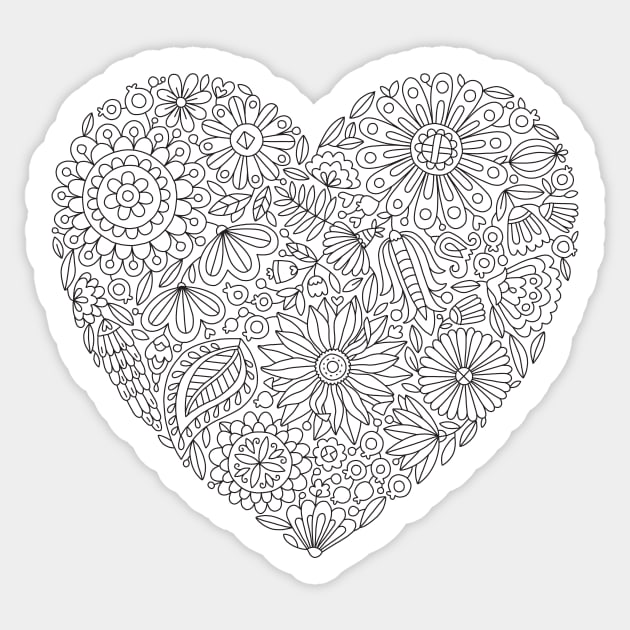 Flowers heart coloring page flourish and bloom