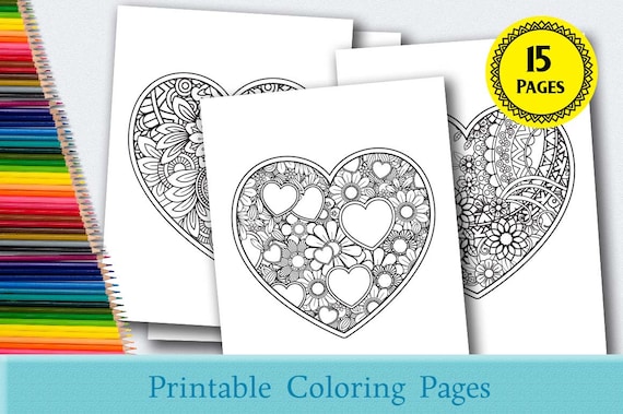 Floral heart printable coloring pages mothers day coloring pages valentines day