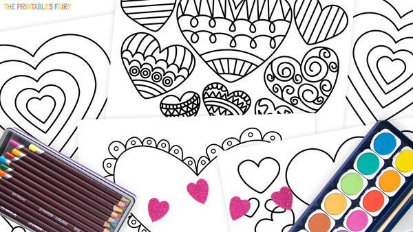 Heart coloring pages free printables