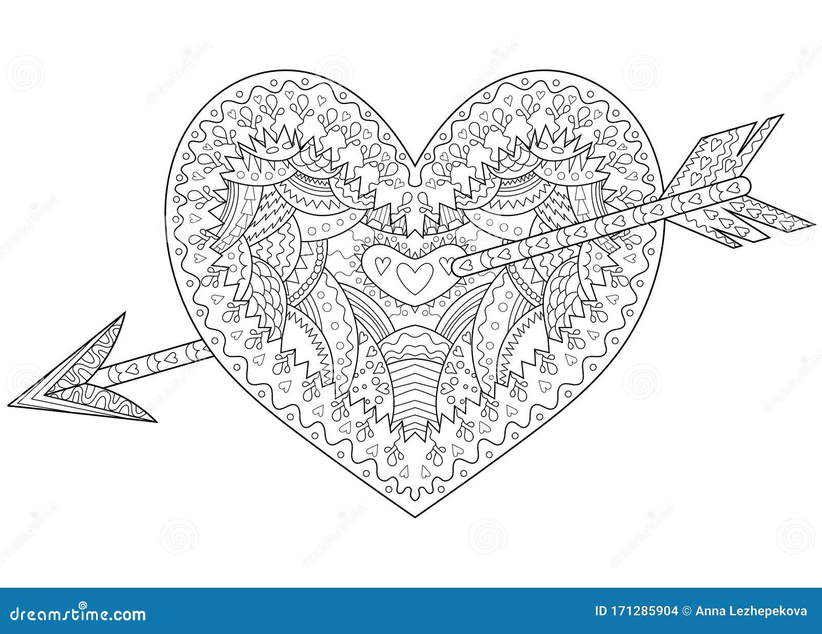 Coloring pages for adult with heart stock illustration