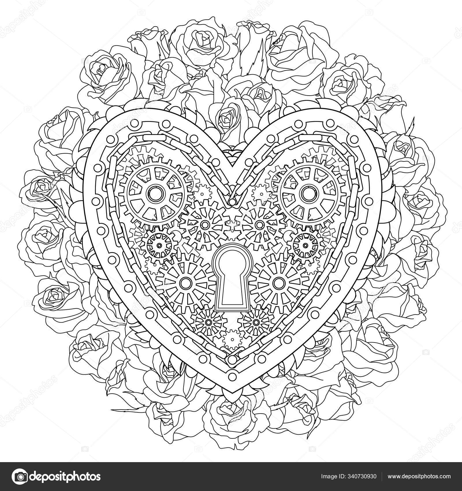 Beautiful heart for coloring book stock vector by lezhepyoka