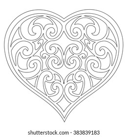 Patterned heart hand drawn coloring pages stock vector royalty free