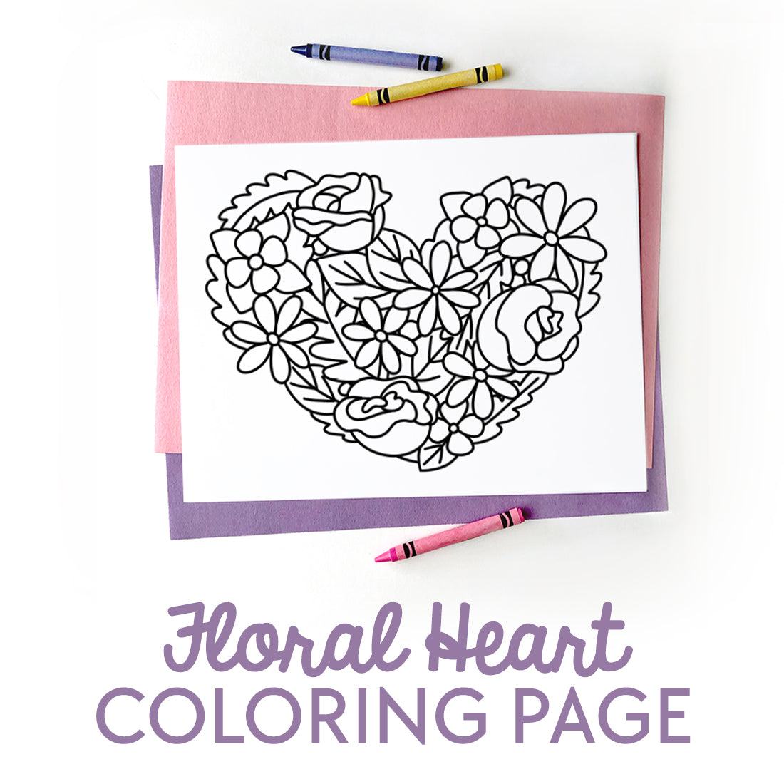 Floral heart valentines day coloring page â messy little monster shop