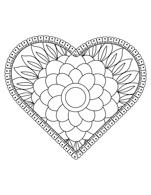 Premium vector heart coloring page for adult and kids love coloring vector valentine pattern design valentine