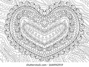 Coloring pages adult beautifull patterned heart stock vector royalty free