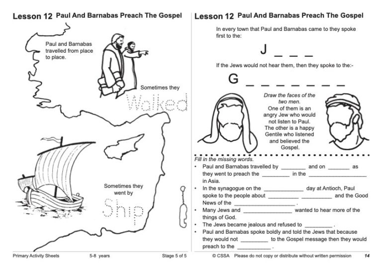 Paul and barnabas preach the gospel cssa primary stage lesson â magnify him together