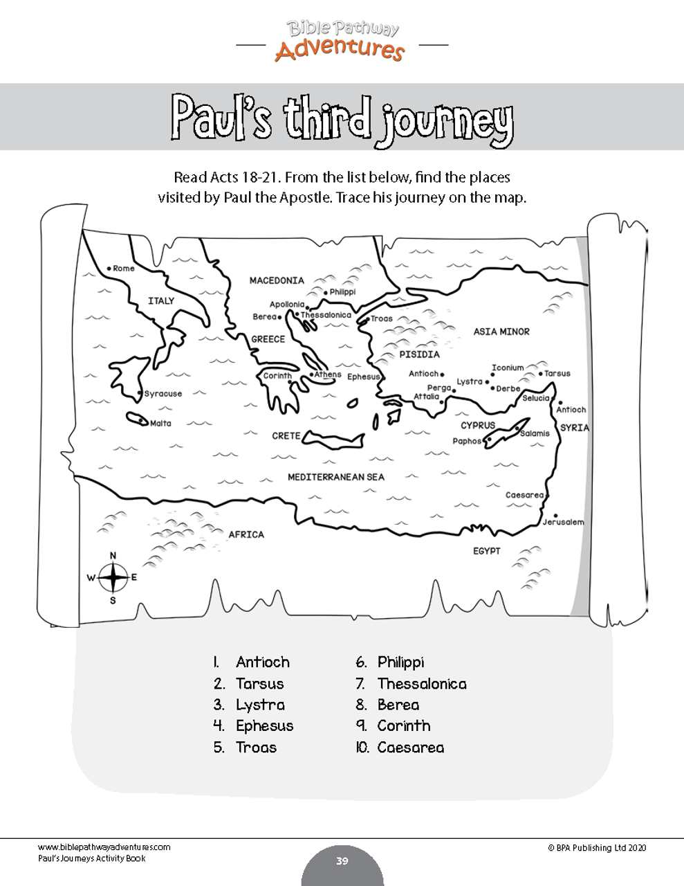 Pauls journeys activity book