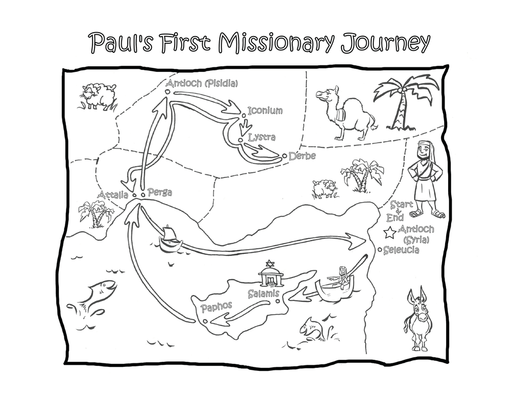 Pauls missionary journeys coloring pages