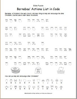 Bible puzzle barnabas actions list in code