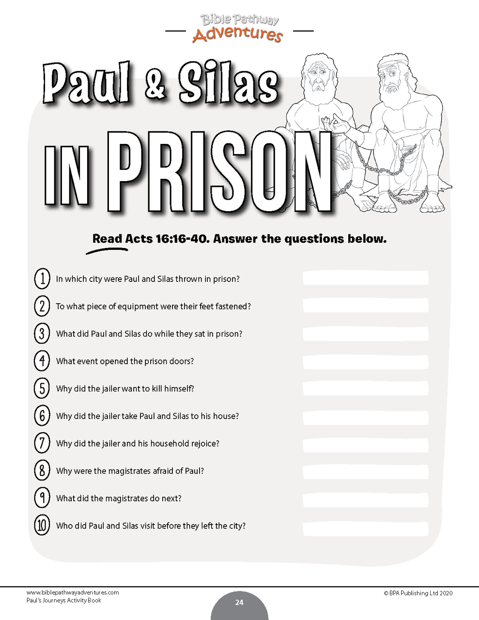 Pauls journeys activity book