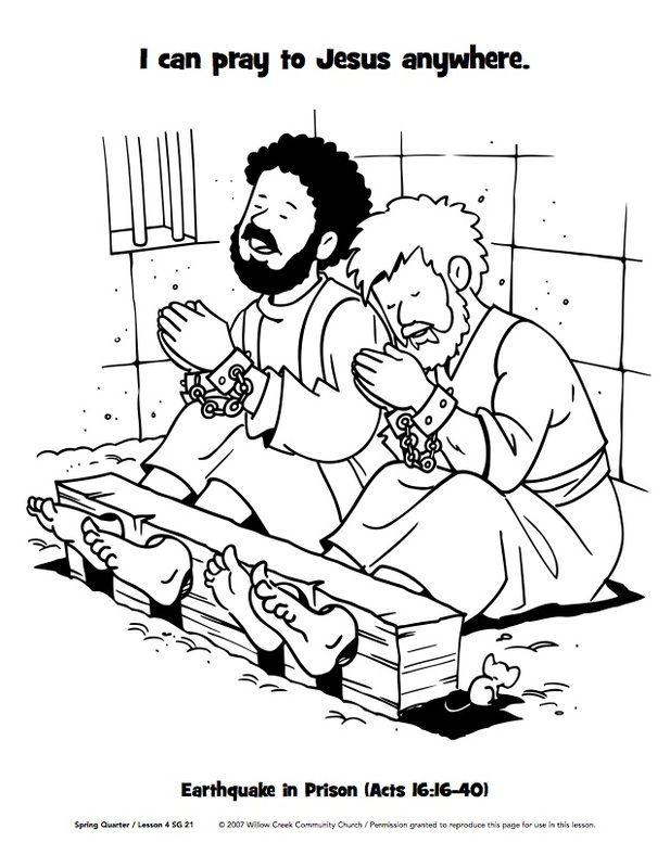 Paul silas in prison sunday school coloring pages sunday school kids bible coloring pages