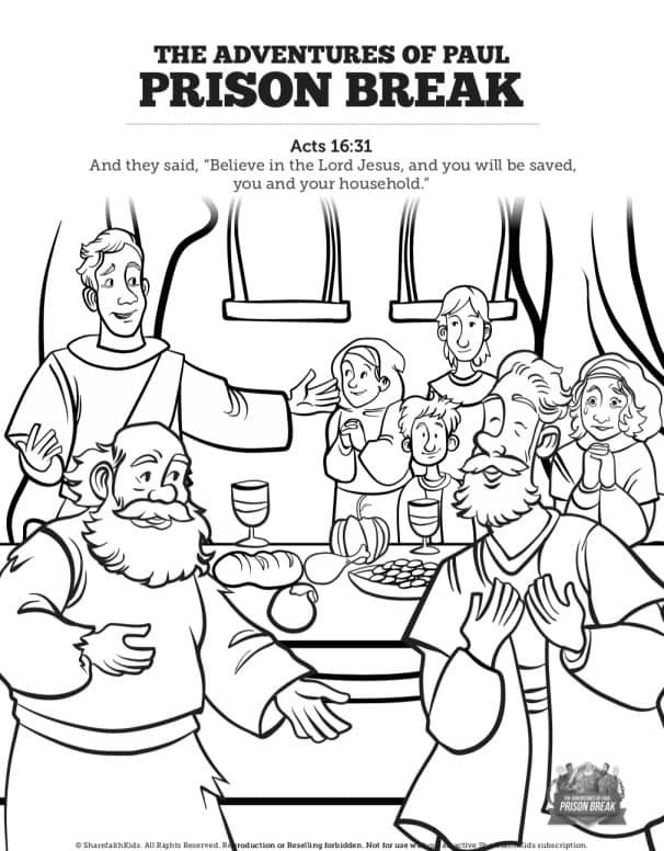 Acts prison break sunday school coloring pages â