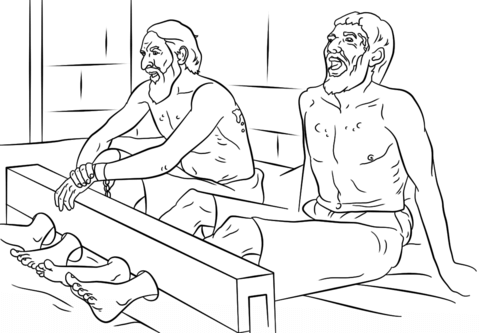 Paul and silas sing in prison coloring page free printable coloring pages