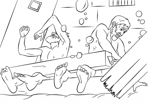 Paul and silas survives earthquake coloring page free printable coloring pages