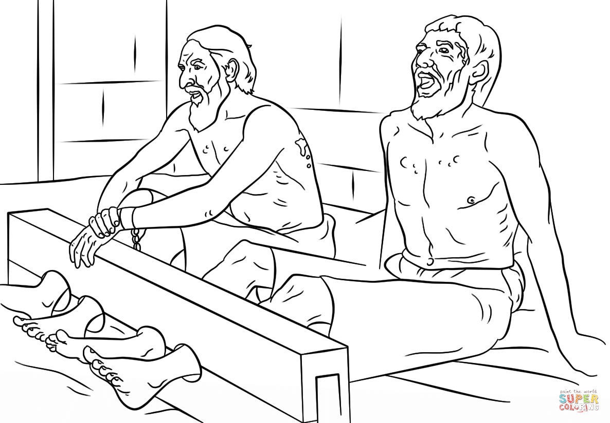 Paul and silas sing in prison coloring page free printable coloring pages