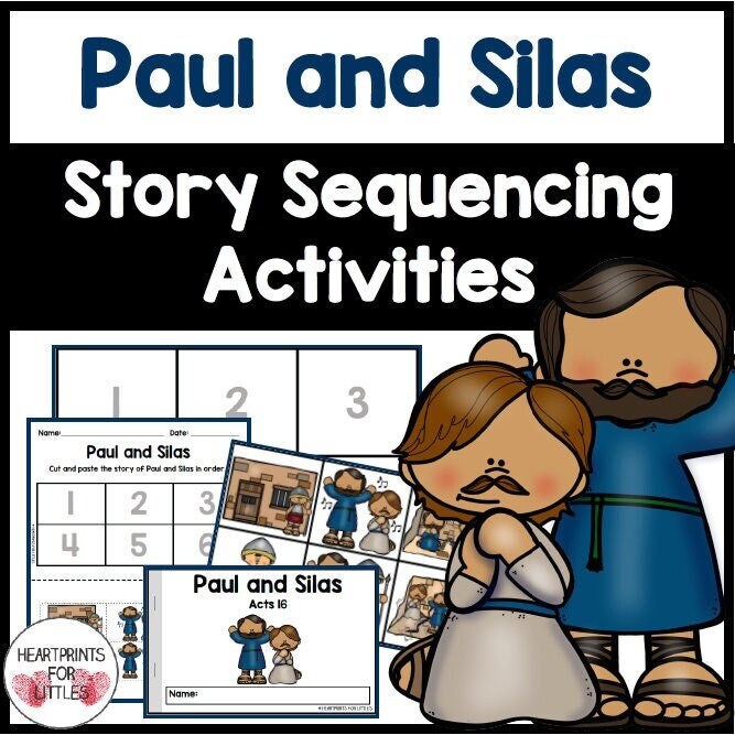 Paul and silas in prison bible story sequencing activities for kids homeschool printable sunday school lesson