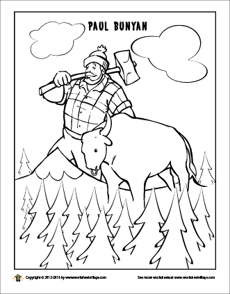 Paul bunyan and his giant blue ox babe paul bunyan coloring pages minnesota kids