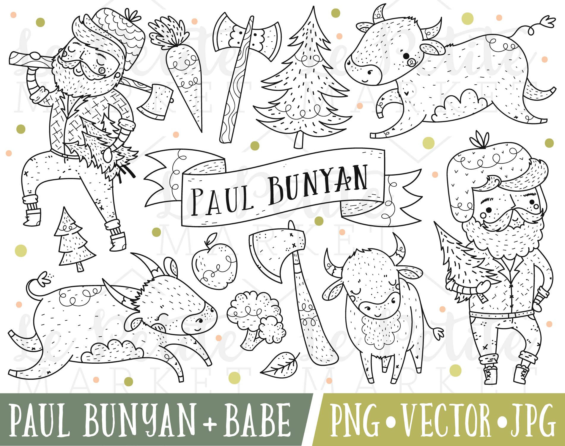 Paul bunyan clipart paul bunyan clip art folk lore clipart lumberjack digital stamps babe the blue ox clipart cute woodland clipart