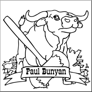 Clip art us folklore paul bunyan bw i