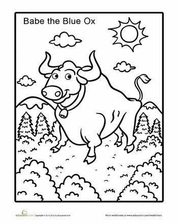 Paul bunyan babe worksheet education babe the blue ox tall tales activities nursery rhymes preschool crafts