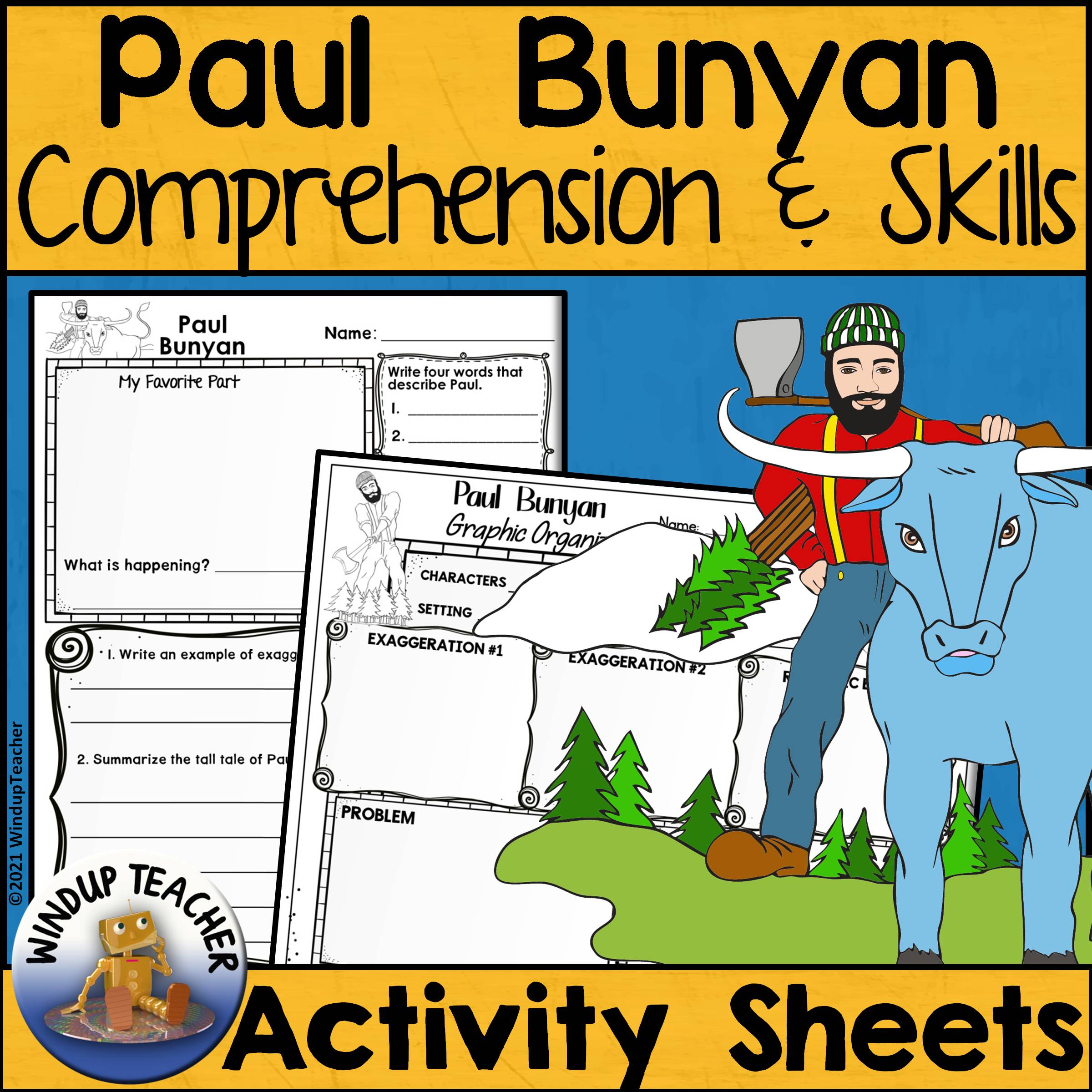 Paul bunyan activity sheets print and go made by teachers