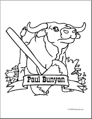 Clip art us folklore paul bunyan coloring page i