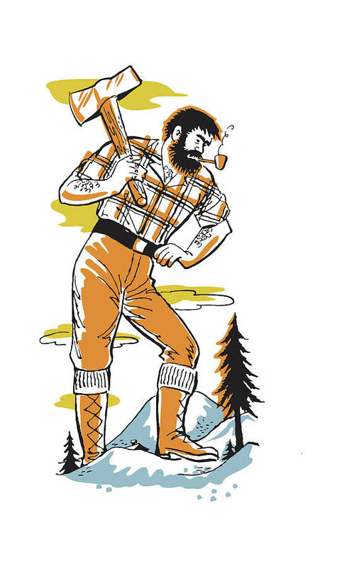 Paul bunyan in the forest with an axe art print by csa images