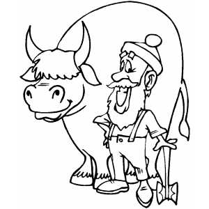 Paul bunyan and babe coloring page