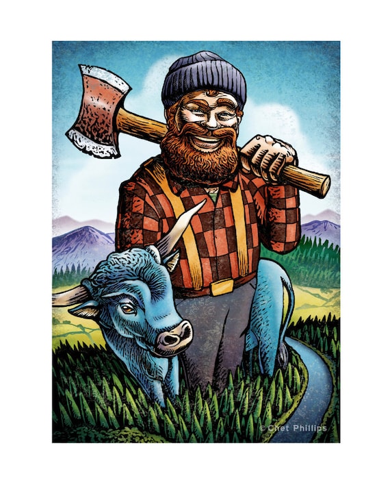 Paul bunyan and babe x art print