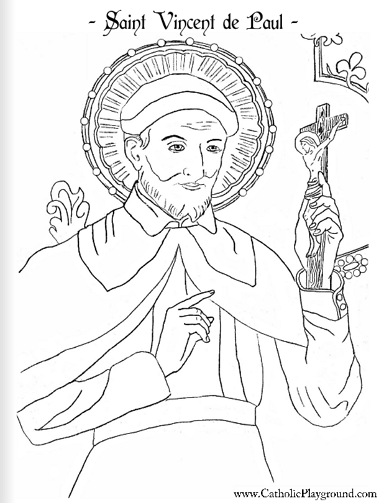 Saint vincent de paul coloring page september th â catholic playground