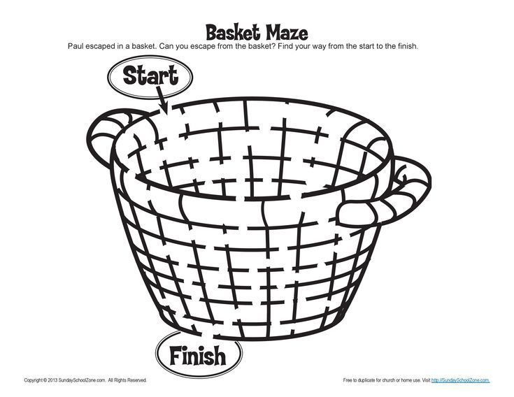 Pauls escape basket maze bible activities sunday school coloring pages bible mazes