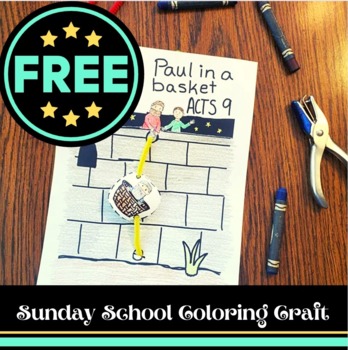 Paul in a basket acts sunday school coloring craft free download