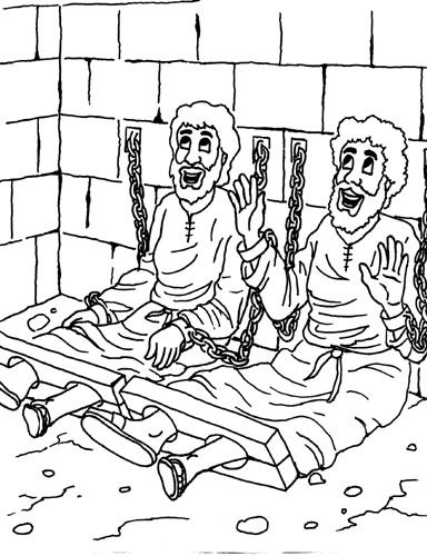 Paul and silas coloring sheet sunday school coloring pages bible coloring pages bible coloring