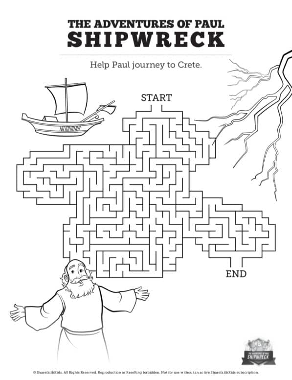 Acts shipwreck sunday school coloring pages â