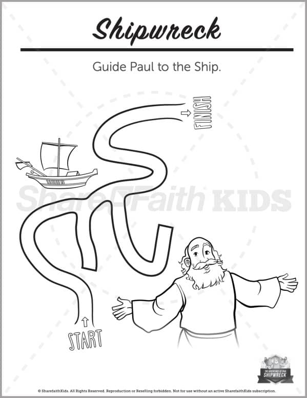 Acts shipwreck preschool mazes â