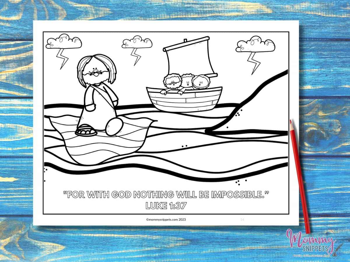 Free printable jesus walks on water coloring pages