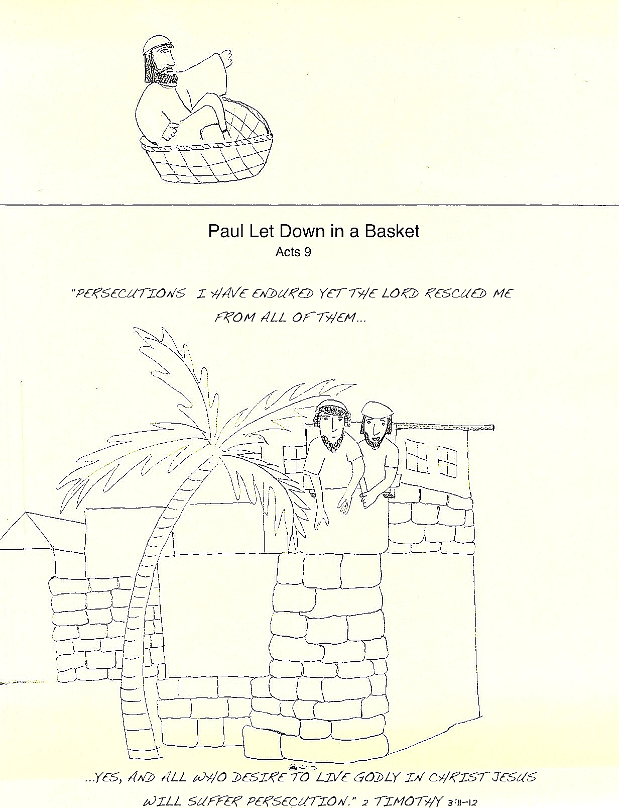 Paul let down in a basket aunties bible lessons