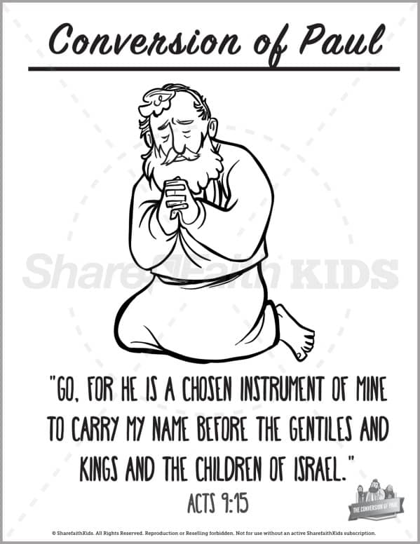 Acts pauls conversion preschool coloring pages â