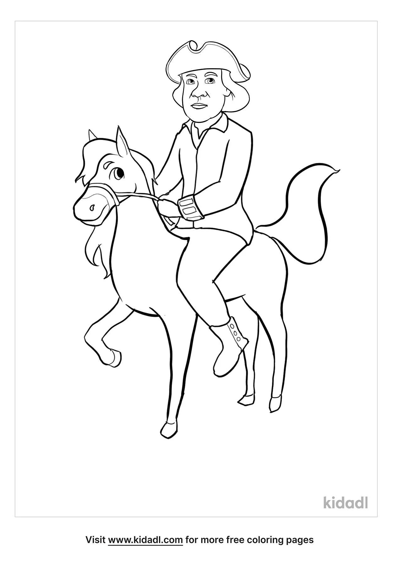 Free paul revere coloring page coloring page printables