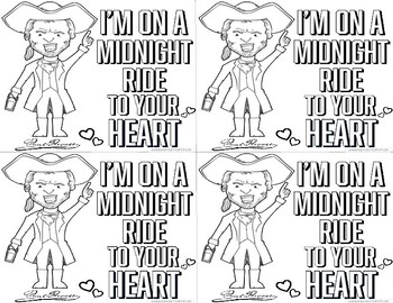 Paul revere midnight ride valentines day card