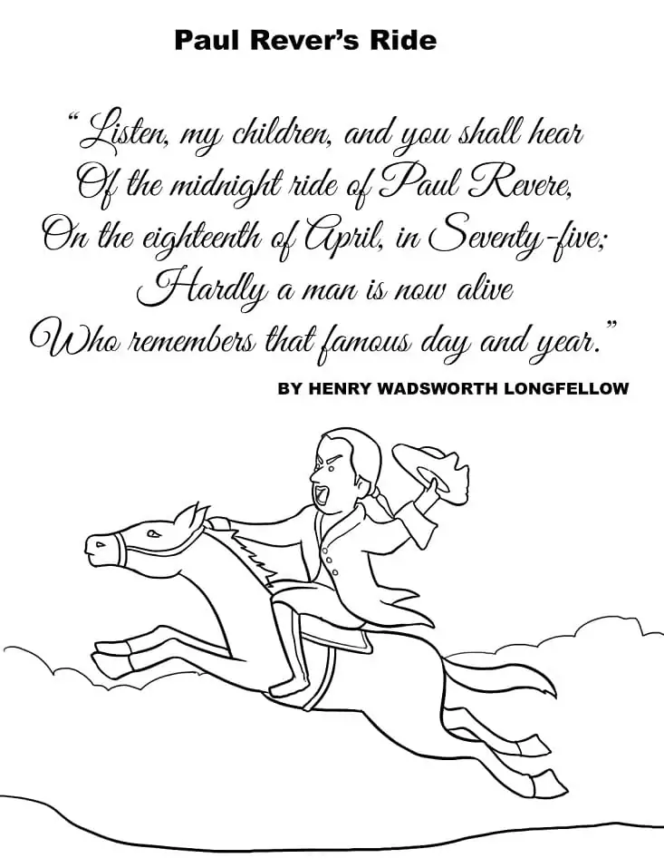 Printable paul reveres ride coloring page