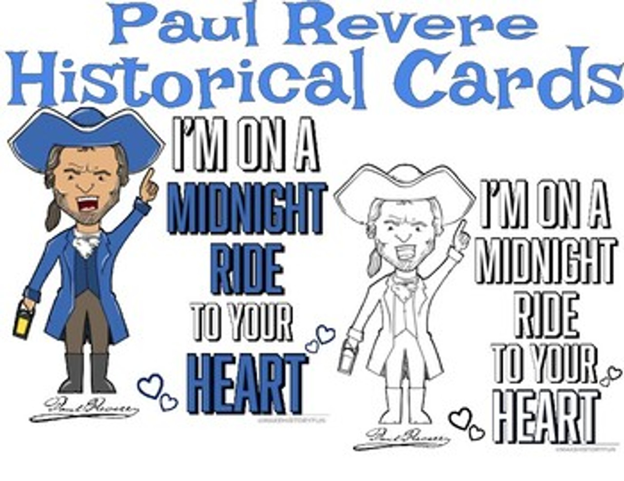 Paul revere midnight ride valentines day card