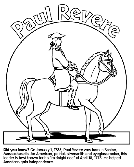 Paul revere coloring page