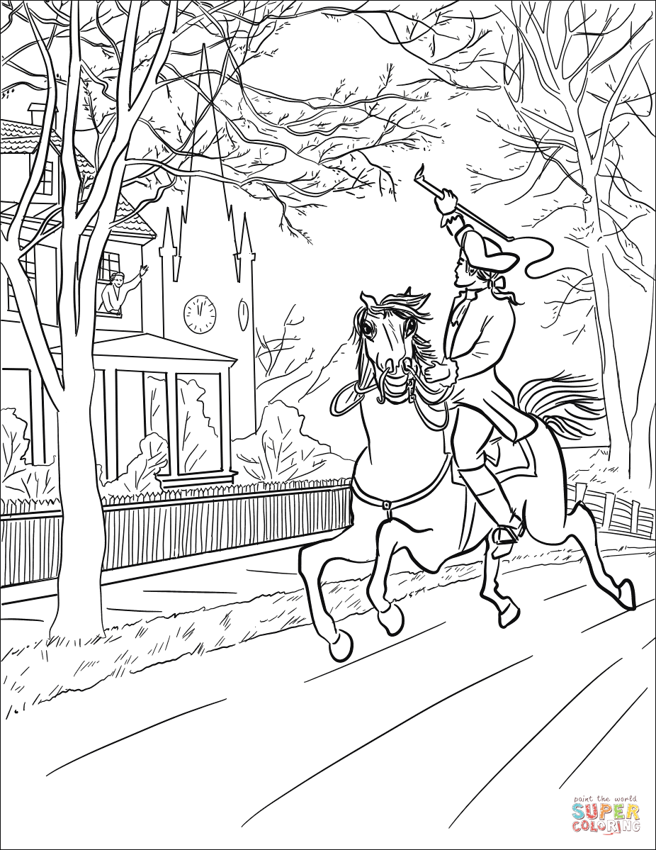 Paul reveres ride coloring page free printable coloring pages