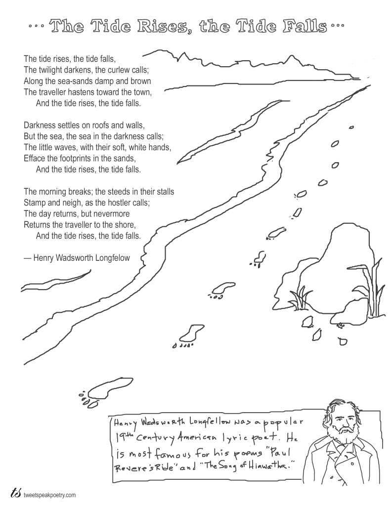 Coloring page poems the tide rises the tide falls by henry wadsworth longfellow