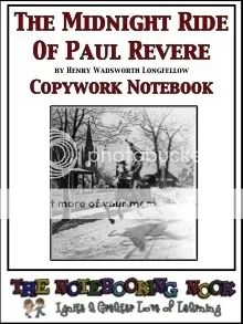 New title â the midnight ride of paul revere copywork notebook â the notebooking nook