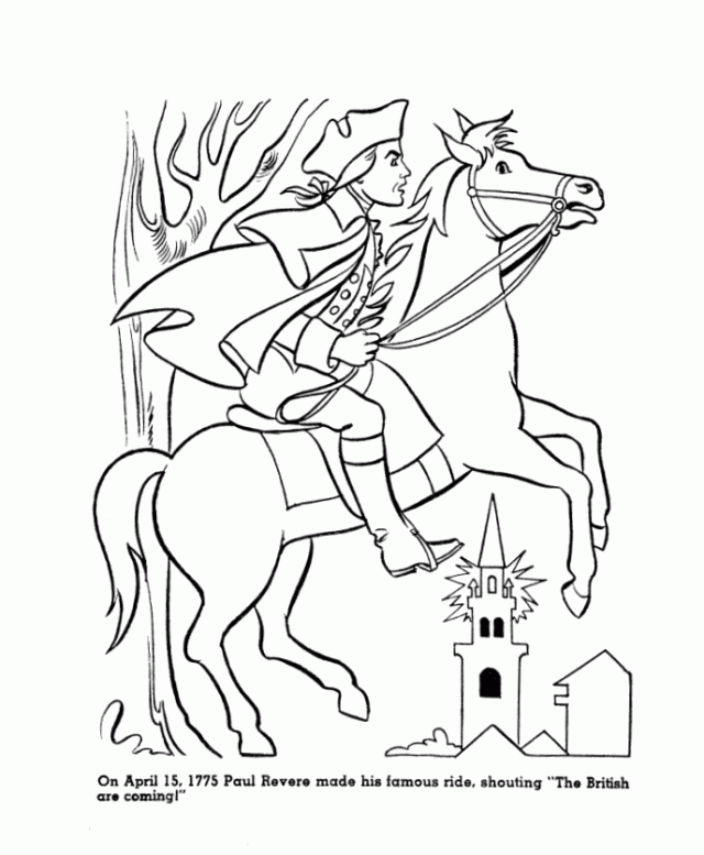 Paul revere â coloring page northern news