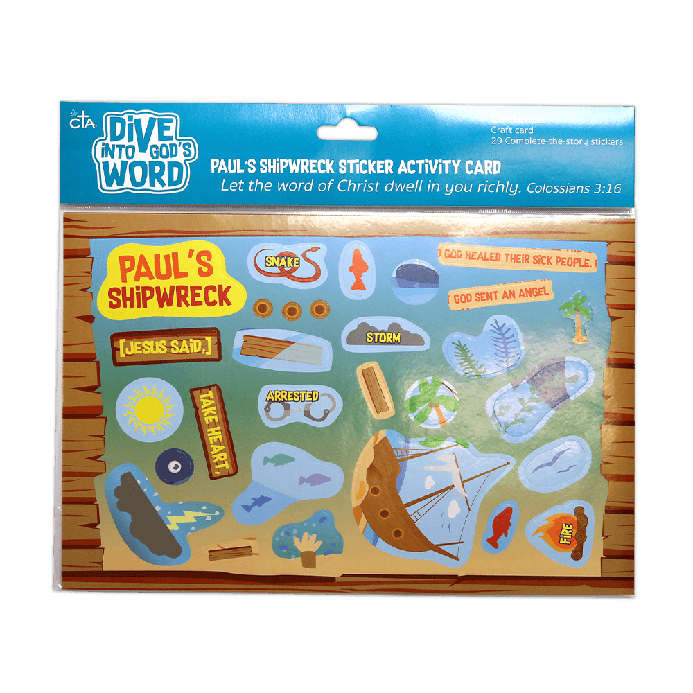 Pauls shipwreck sticker activity card for children