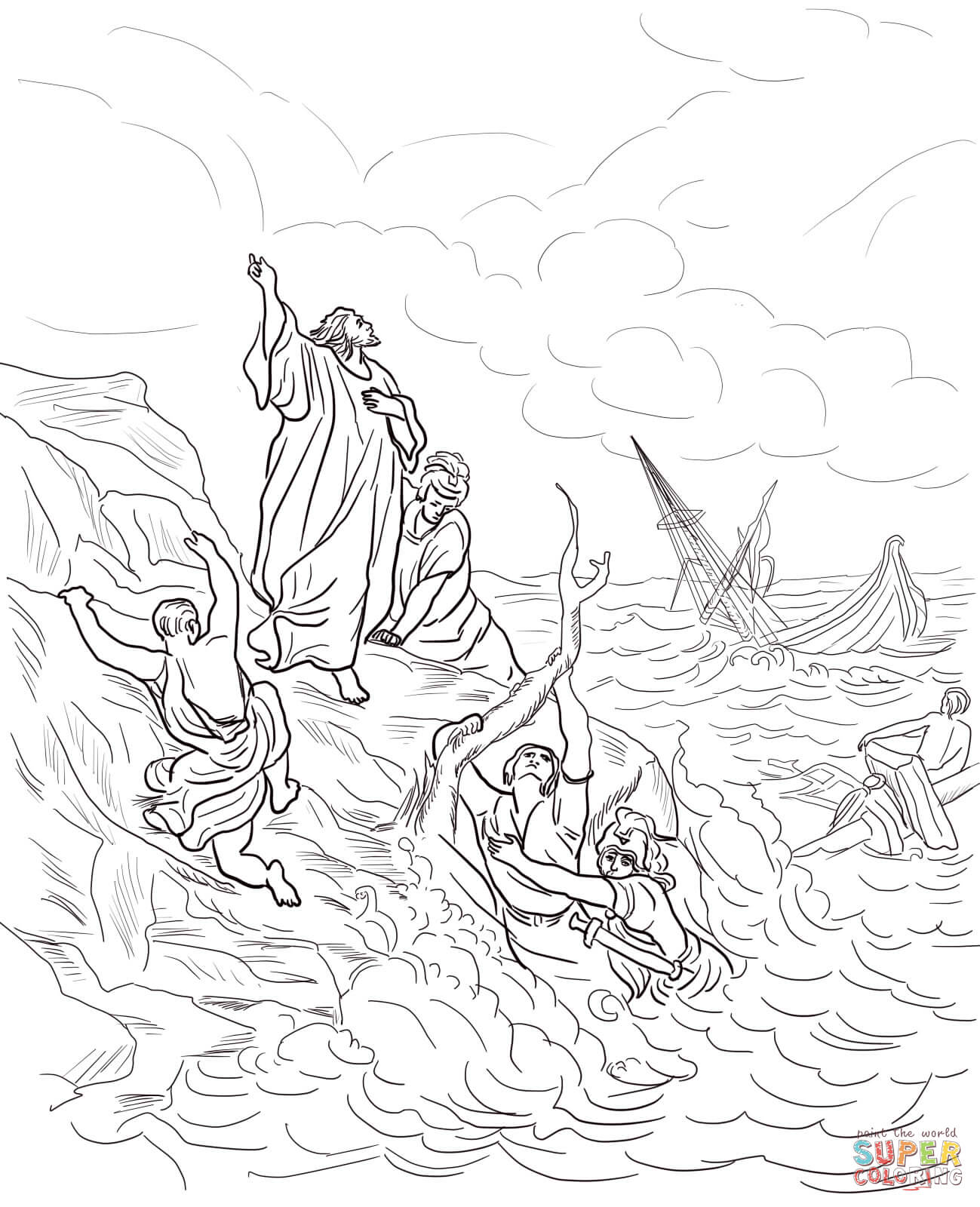 Apostle paul shipwrecked coloring page free printable coloring pages